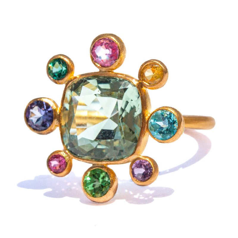 Green Quartz Byzantine Ring
