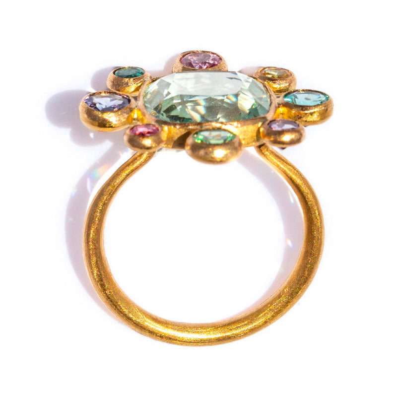 Green Quartz Byzantine Ring