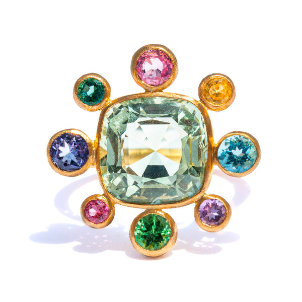 Green Quartz Byzantine Ring