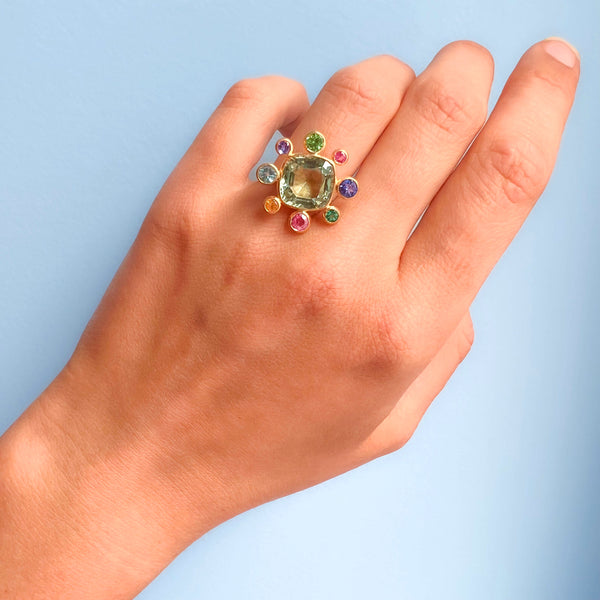 Green Quartz Byzantine Ring