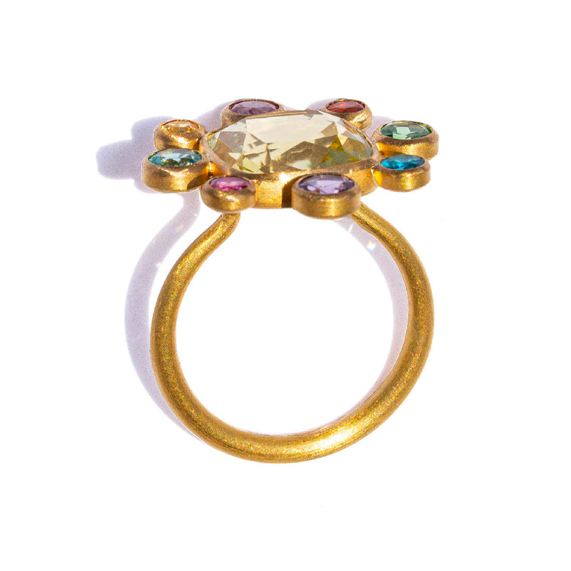 Lemon Quartz Byzantine Ring