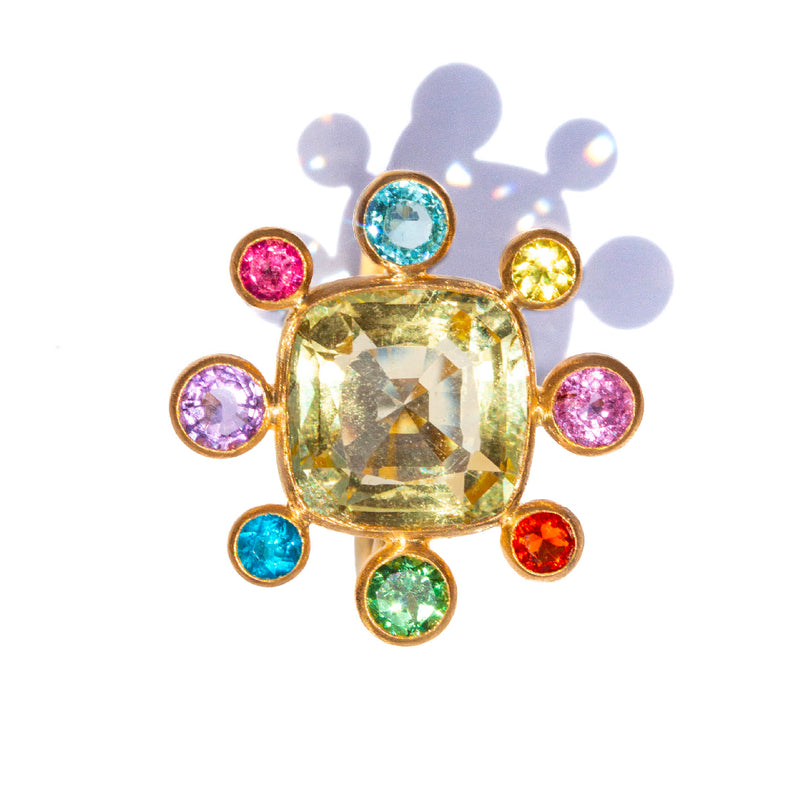 Lemon Quartz Byzantine Ring