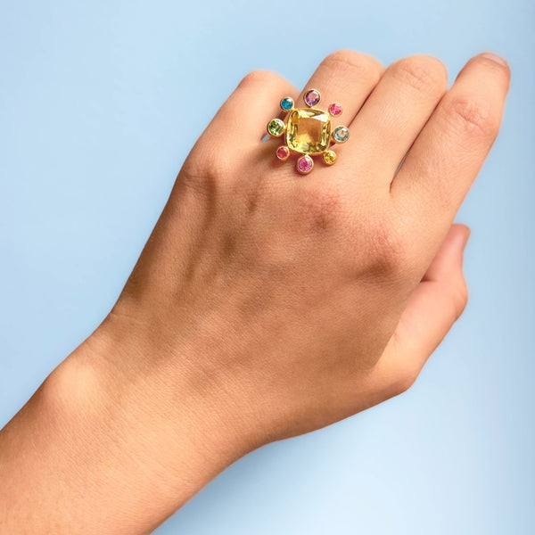 Lemon Quartz Byzantine Ring