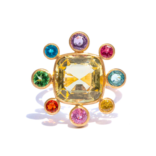 Lemon Quartz Byzantine Ring
