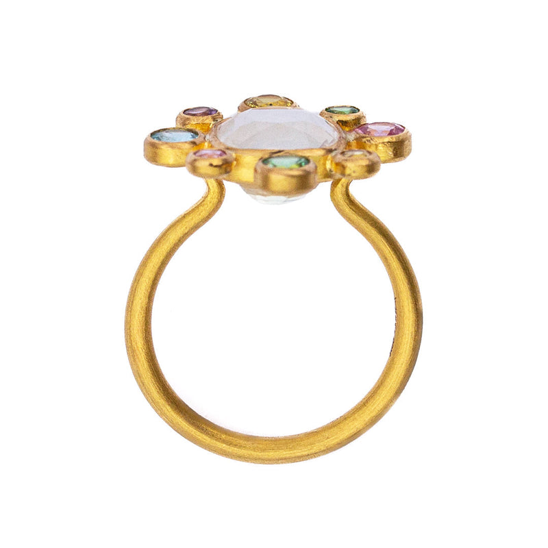 rainbow moonstone Little Byzantine Ring