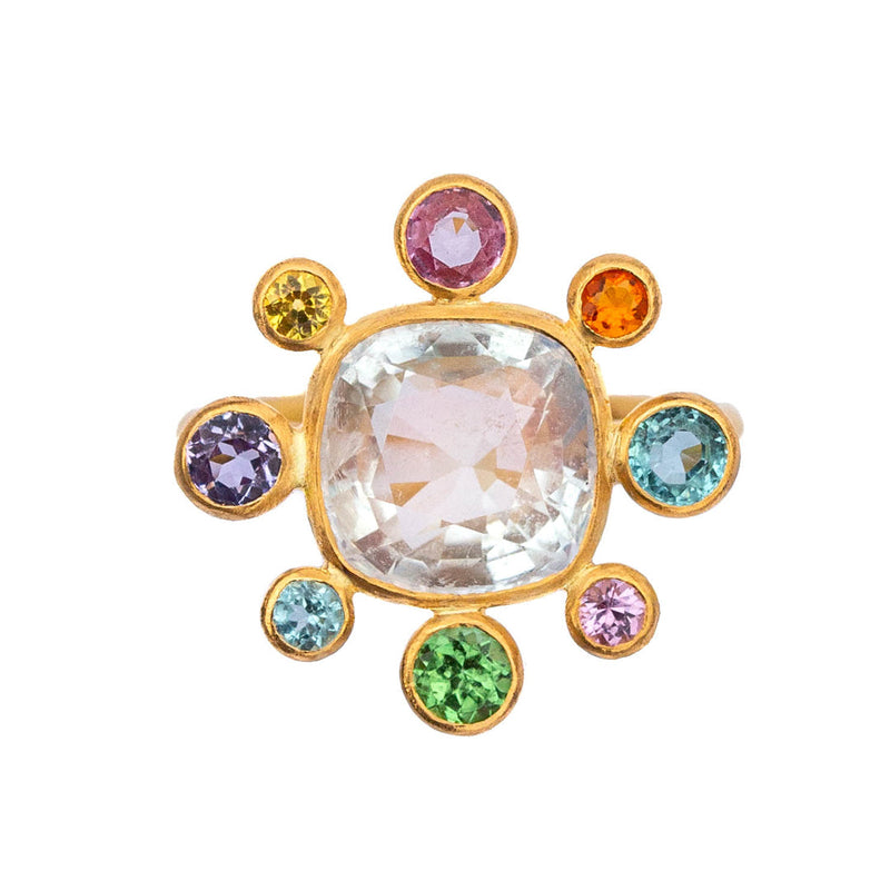 rainbow moonstone Little Byzantine Ring