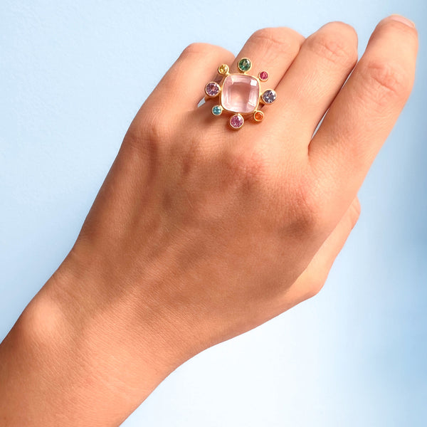Byzantine ring Rose quartz