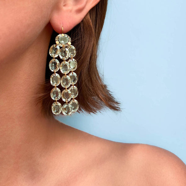 Green Quartz Cascade Earrings <br>