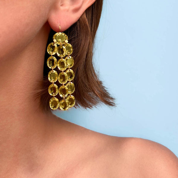 Lemon Quartz Waterfall Earrings