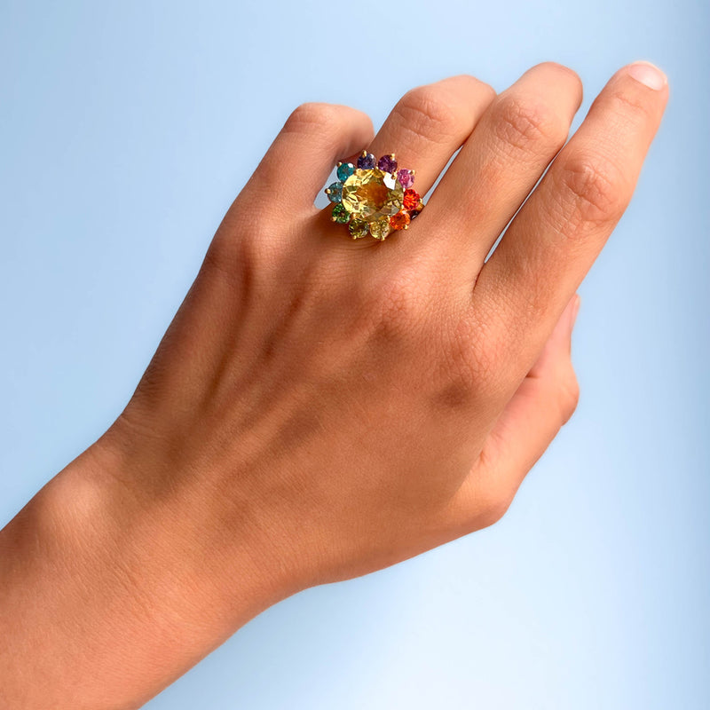 Lemon Quartz Hortensia Ring<br>