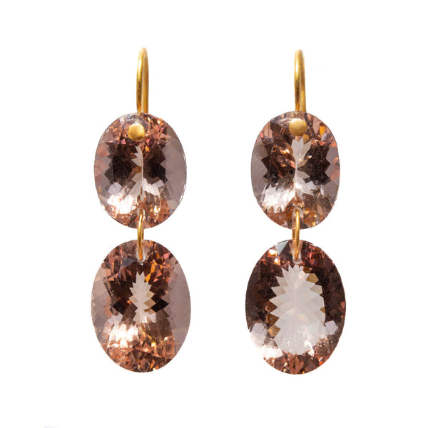 EARRINGS OVAL GEM DROP MORGANITE