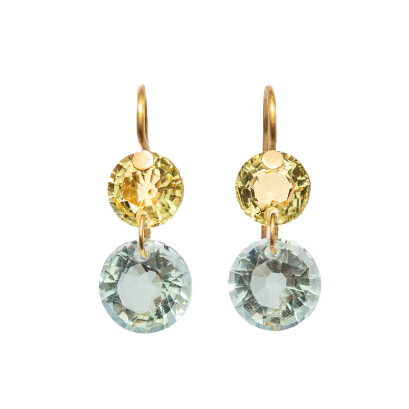 Earrings Little Incandescence Green Quartz and Lemon Quartz