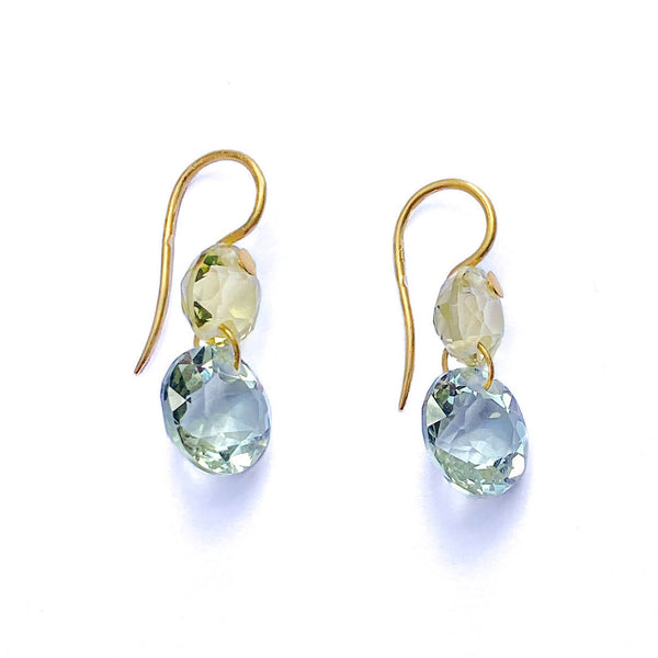 Earrings Little Incandescence Green Quartz and Lemon Quartz