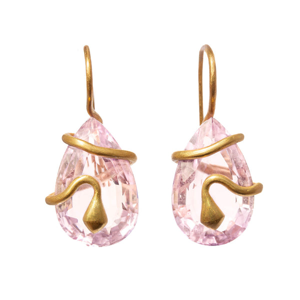 Earrings Snake Gem Rose quartz