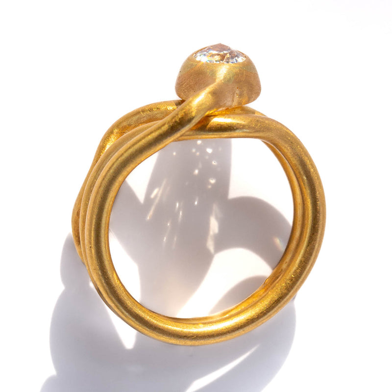 Rainbow moonstone snake ring