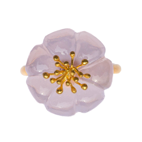 Little Fleur de Prunier Rose quartz ring