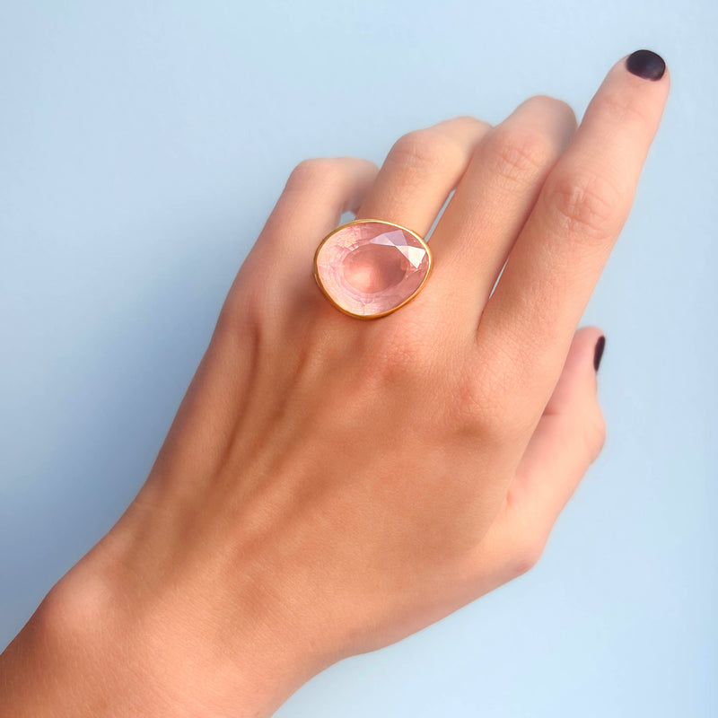 Colour Blossom Mini Sun Ring, Pink Gold And Diamonds - Luxury Pink