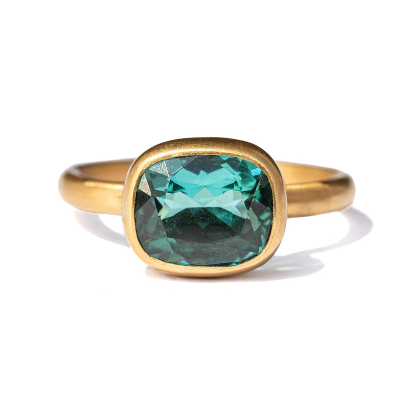 Blue-green tourmaline Princess ring