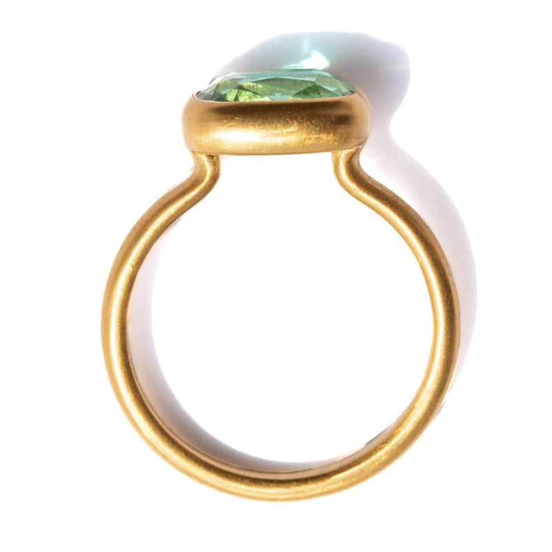 Blue-green tourmaline Princess ring