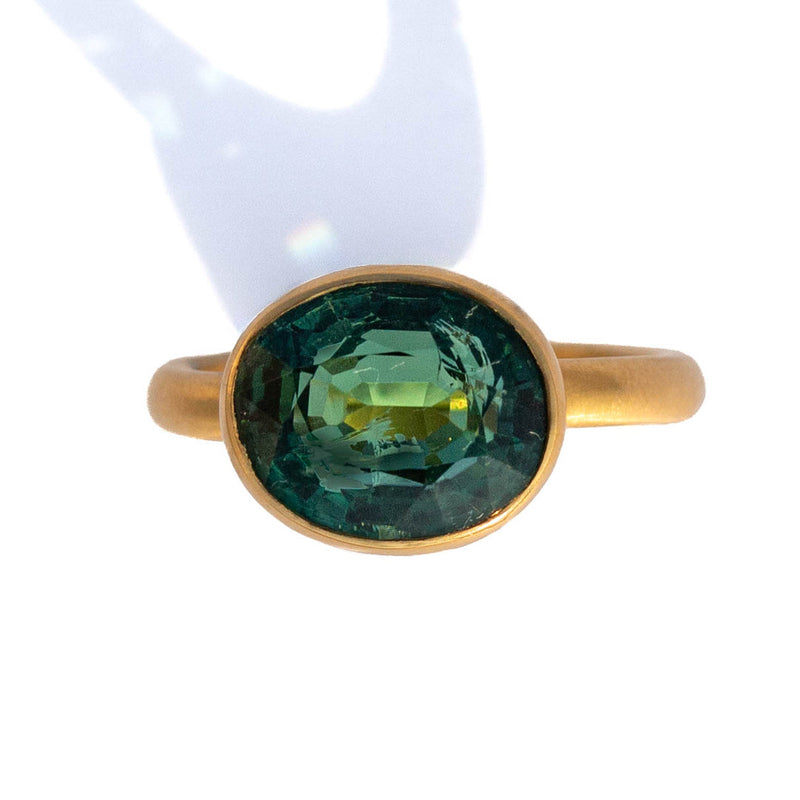 Green Tourmaline Princess Ring