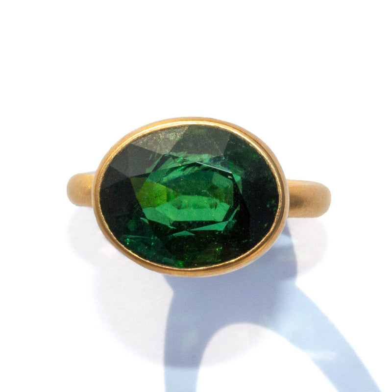 Green Tourmaline Princess Ring