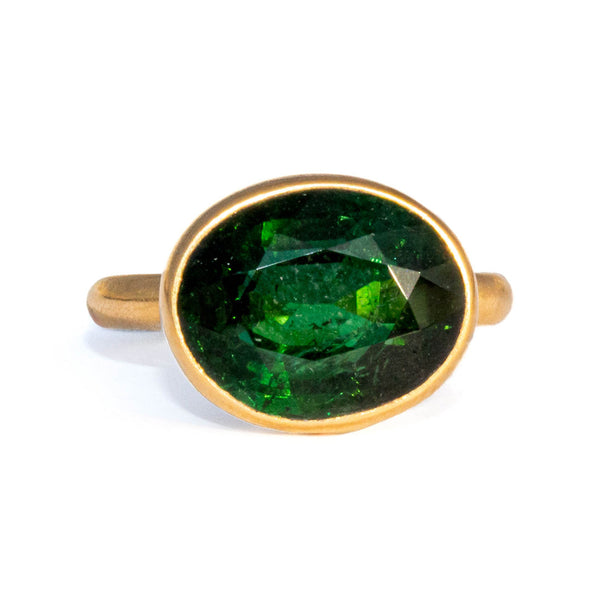 Green Tourmaline Princess Ring