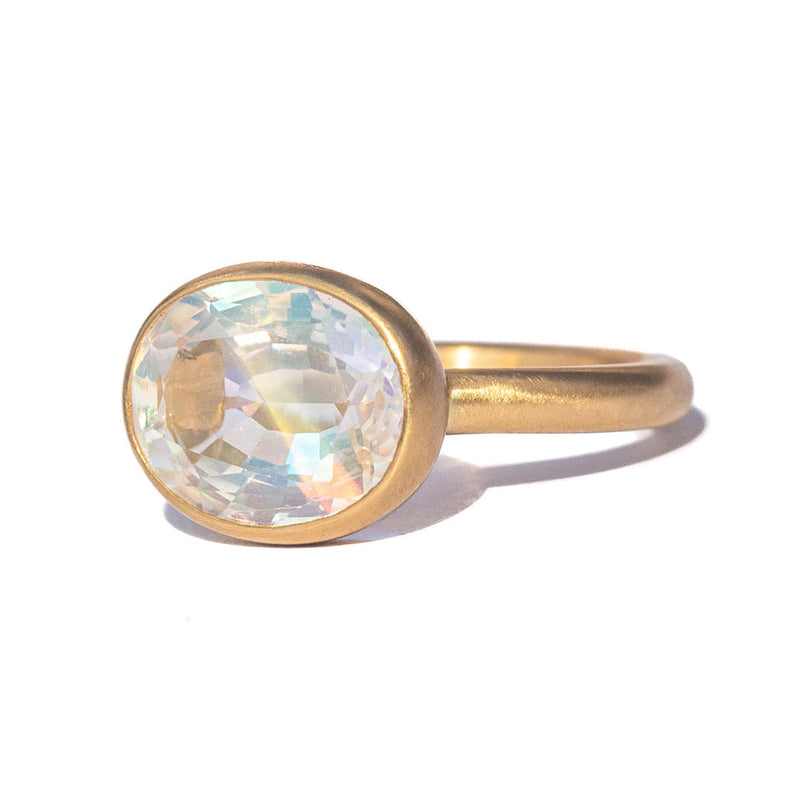 Rainbow Moonstone Princess Ring