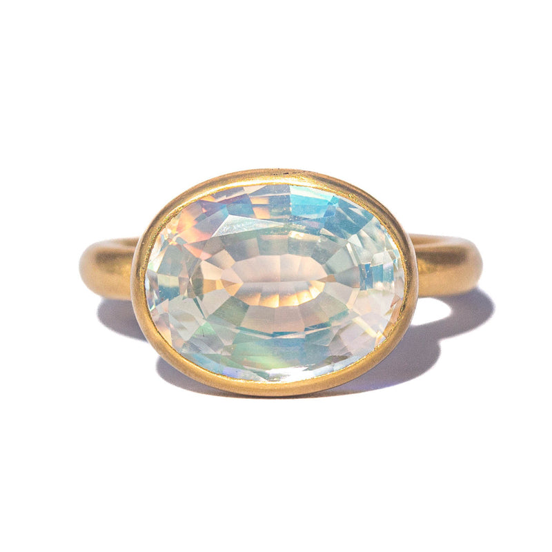 Rainbow Moonstone Princess Ring