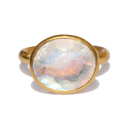 Rainbow Moonstone Princess Ring