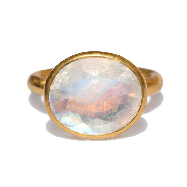 Rainbow Moonstone Princess Ring