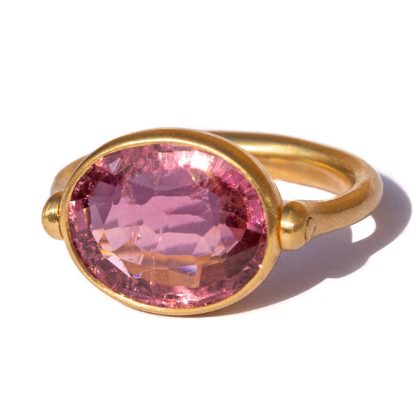 Pink Tourmaline Swivel Ring 