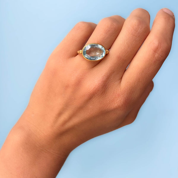 Aquamarine Swivel Ring <br>