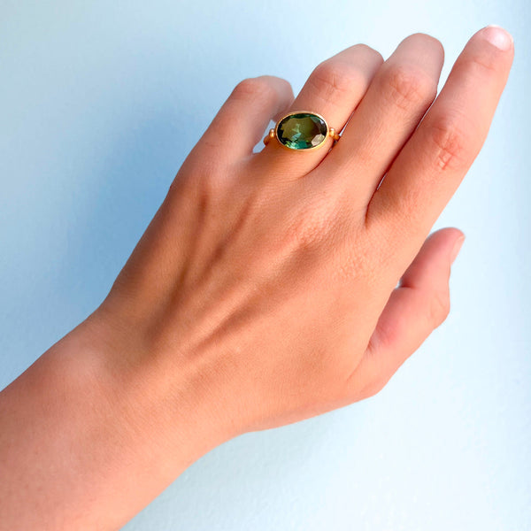 Green Tourmaline Swivel Ring