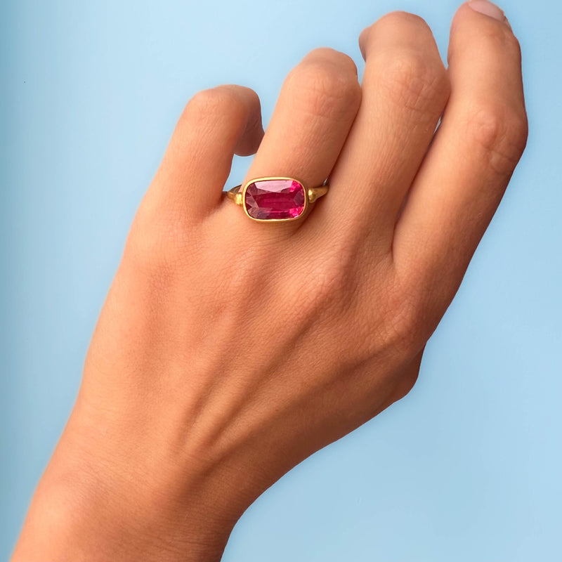 Pink Tourmaline Swivel Ring 