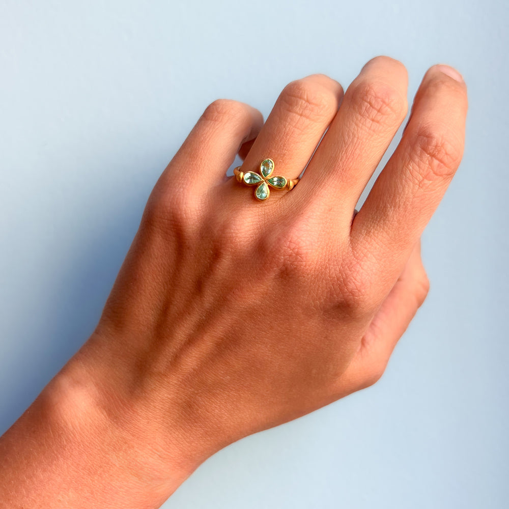 Marie-Hélène de Taillac Swivel Clover Ring with Paraiba Tourmaline