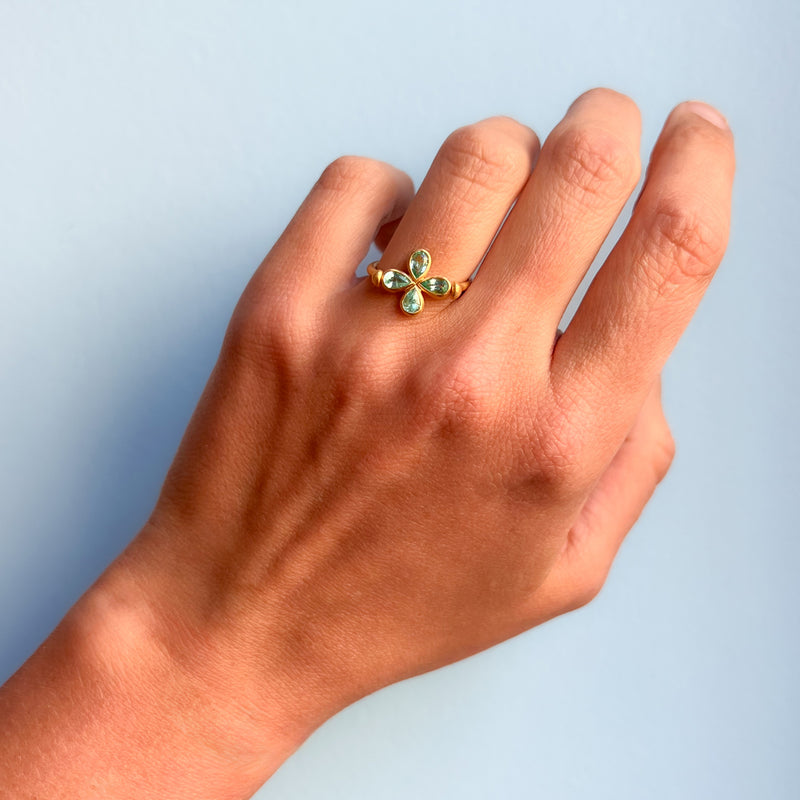 Marie-Hélène de Taillac Swivel Clover Ring with Paraiba Tourmaline
