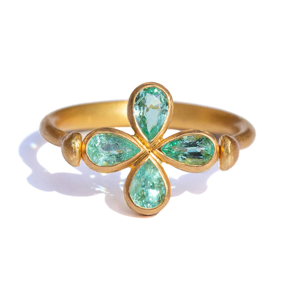 Marie-Hélène de Taillac Swivel Clover Ring with Paraiba Tourmaline