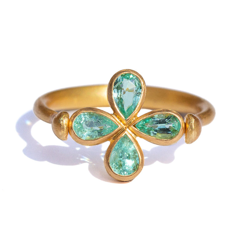 Marie-Hélène de Taillac Swivel Clover Ring with Paraiba Tourmaline