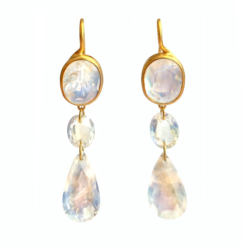 Rainbow Moonstone Elizabeth T. Earrings