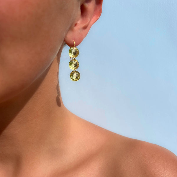 Lemon Quartz Rivières Earrings