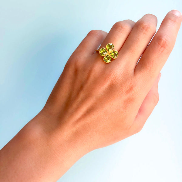 Peridot Clover Ring