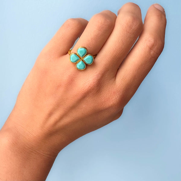 Turquoise Clover Ring