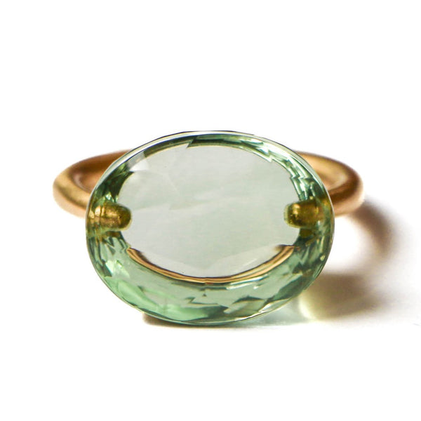 Green Quartz Cabochon  Ring