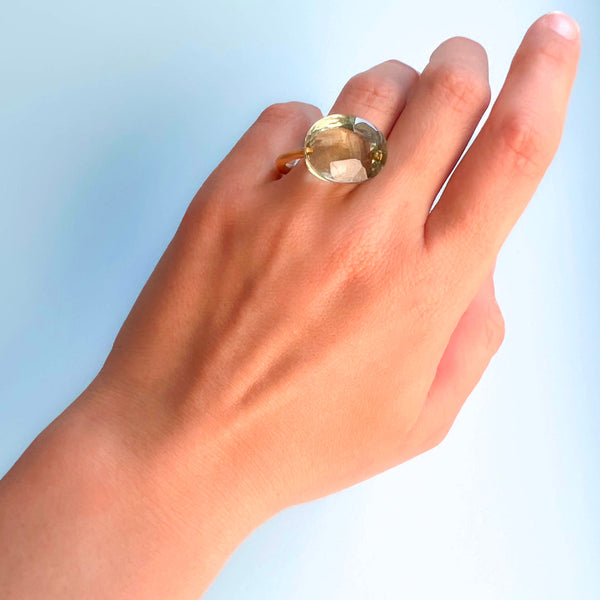 Green Quartz Cabochon  Ring