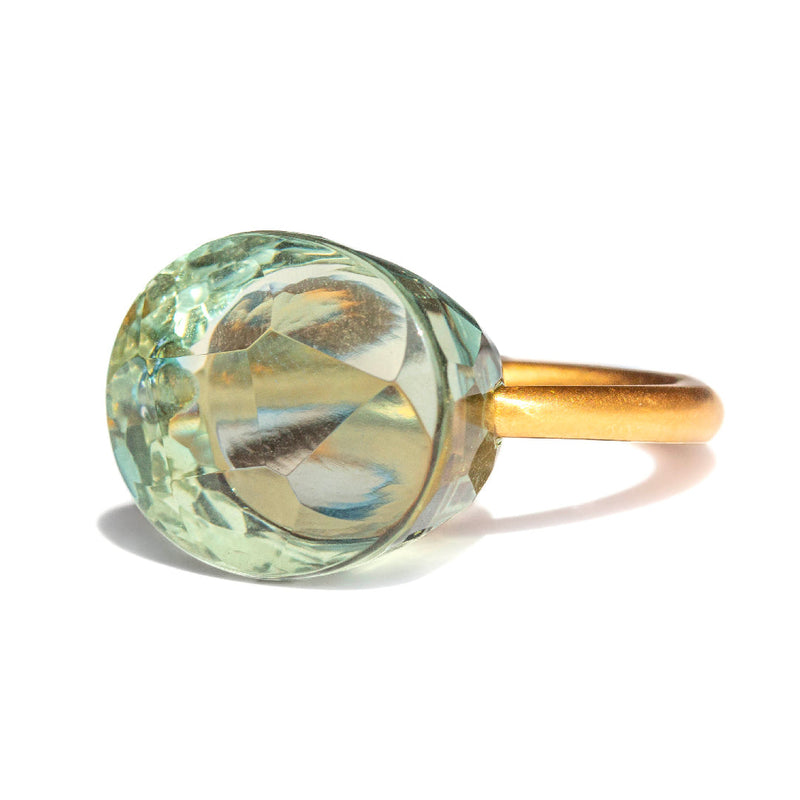 Green Quartz Cabochon  Ring