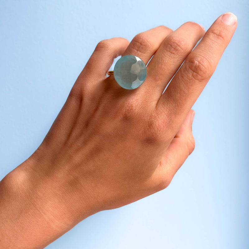 Opaque Aquamarine Cabochon Ring