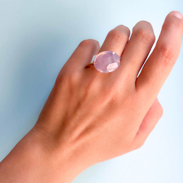 Lavender Quartz Cabochon Ring