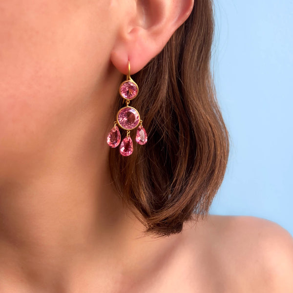 Pink tourmaline Gabrielle d'Estrées Earrings 