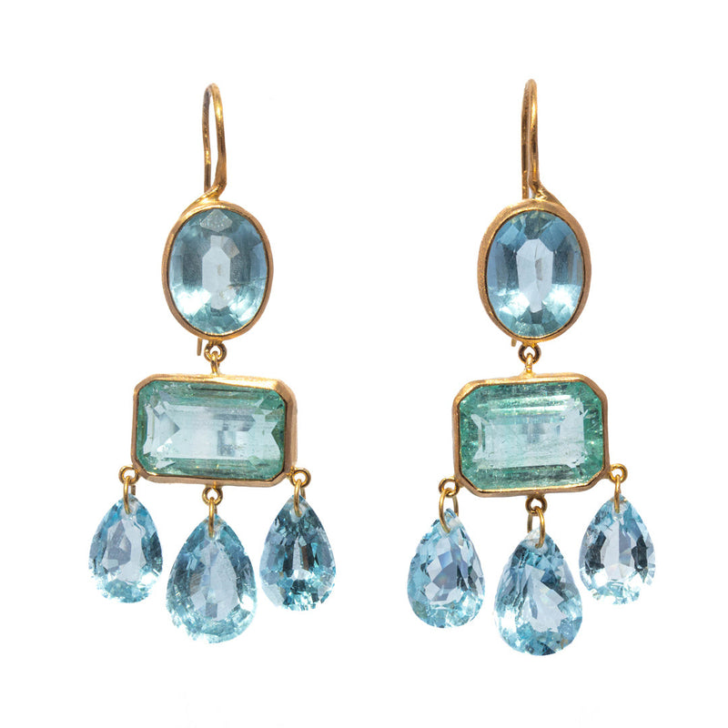 Gabrielle d'Estrées Aquamarine and green beryl earrings