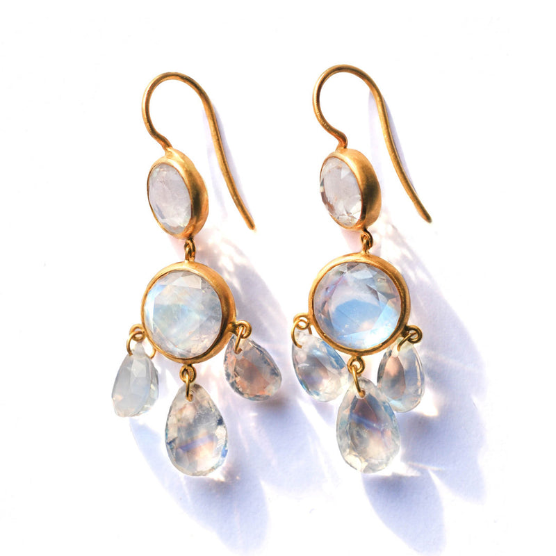 Gabrielle d'Estrées Rainbow moonstone earrings
